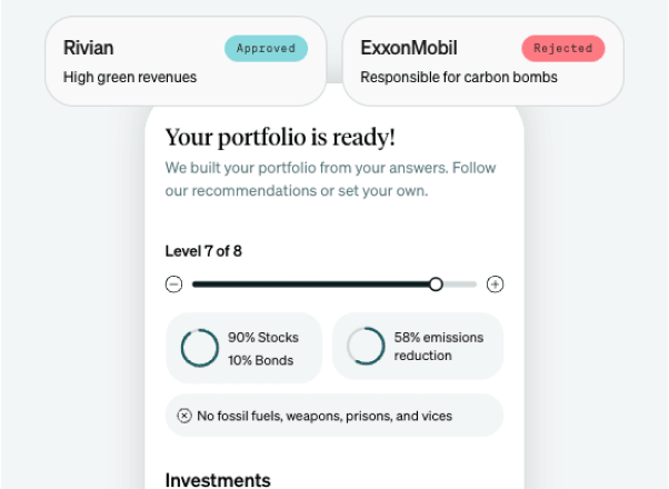 Illuminate portfolio recommendation — ESG-screened investments with impact allocation
