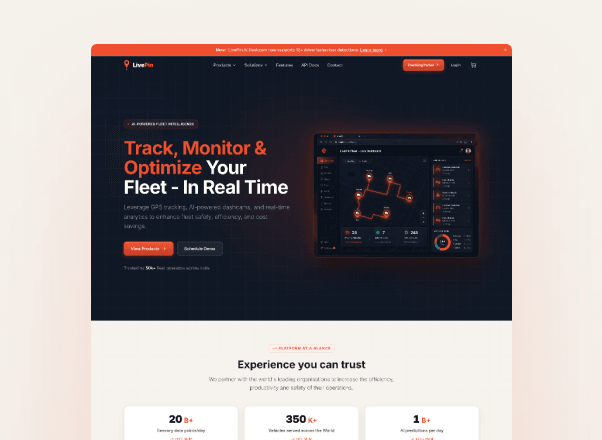 LivePin web platform — fleet tracking dashboard and AI analytics